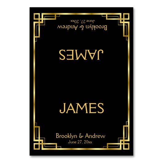 Art Deco Black en Gold Weddenschapskaart Kaart (Voorkant)