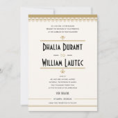 Art Deco Black en Gold Wedding Kaart (Voorkant)