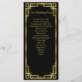 Art Deco Black en Gold Wedding Program Kaarten (Achterkant)