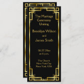 Art Deco Black en Gold Wedding Program Kaarten (Voorkant / Achterkant)