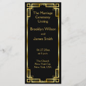 Art Deco Black en Gold Wedding Program Kaarten (Voorkant)