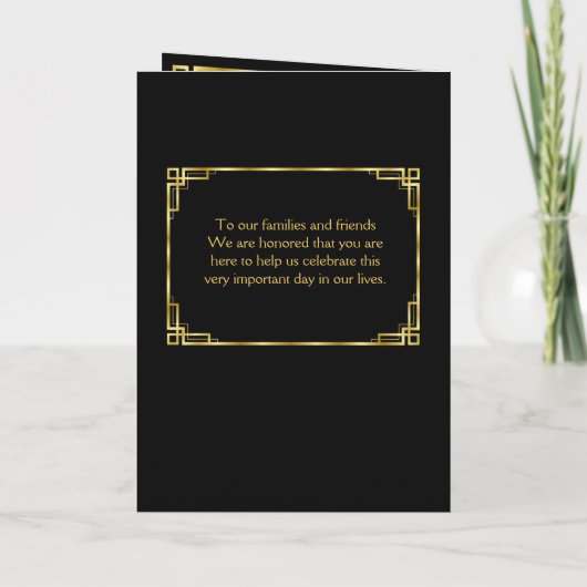 Art Deco Black- en Gold Wedding-programma's Programma (Achterkant)