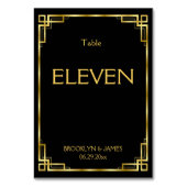 Art Deco Black en Gold Wedding Table Numbers Kaart (Achterkant)