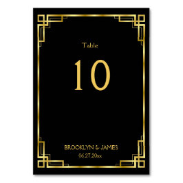 Art Deco Black en Gold Wedding Table Numbers Kaart