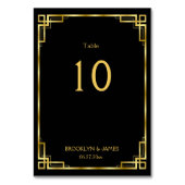 Art Deco Black en Gold Wedding Table Numbers Kaart (Voorkant)