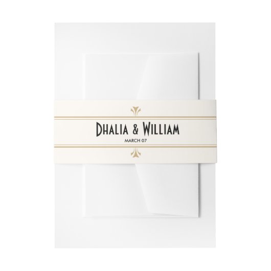 Art Deco Black en Gold Wedding Uitnodigingen Wikkel (Voorkant Voorbeeld)