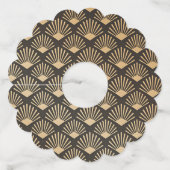 Art Deco Black en Gold Wijnglaslabel (Voorkant)