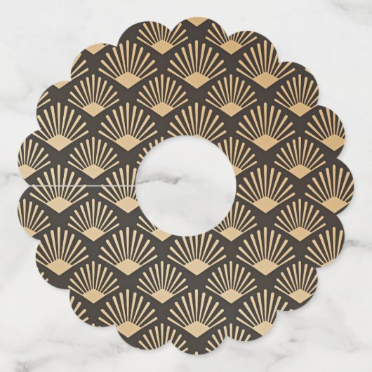 Art Deco Black en Gold Wijnglaslabel (Achterkant)