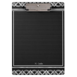 Art Deco Black en Silver gepersonaliseerd klembord