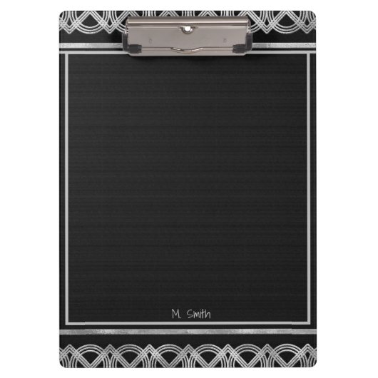 Art Deco Black en Silver gepersonaliseerd klembord (Voorkant)