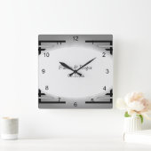 Art Deco Black en Silver Vierkante Klok (Huis)