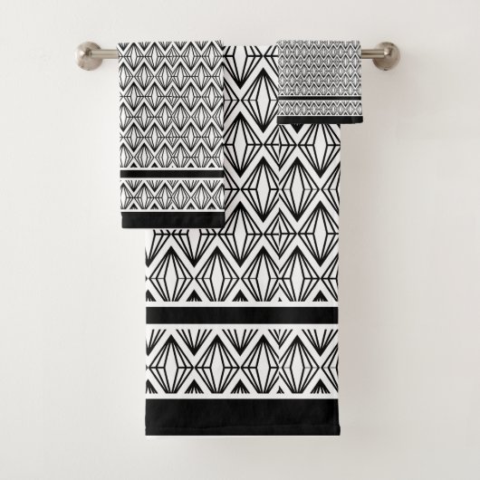 Art Deco Black en White Bad Handdoek (Insitu)