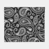 Art Deco Black en White Floral Paisley Pattern Fleece Deken (Voorkant (Horizontaal))