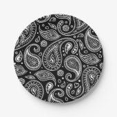 Art Deco Black en White Floral Paisley Pattern Papieren Bordje (Voorkant)
