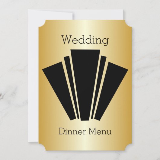 Art Deco Black en White Gold Weduwen Dinner Menu Kaart (Voorkant)