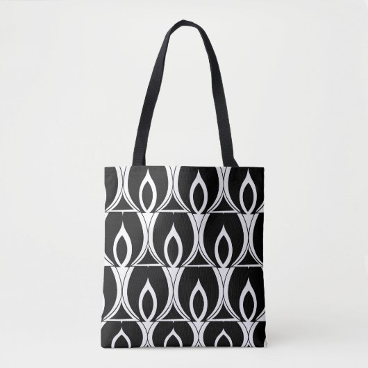 Art Deco Black en White Modern Geometric Tote Bag (Voorkant)