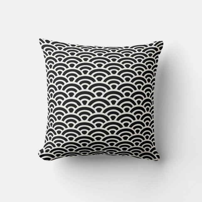 Art Deco Black en White Pattern Kussen (Voorkant)
