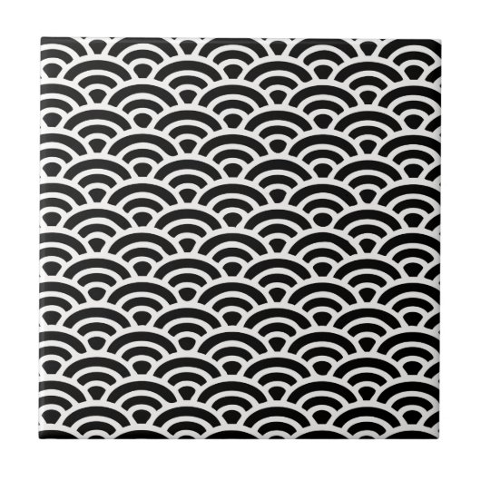 Art Deco Black en White Pattern Tegeltje (Voorkant)