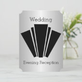 Art Deco Black en White Silver Weddenschap Recepti Kaart (Staand voorkant)