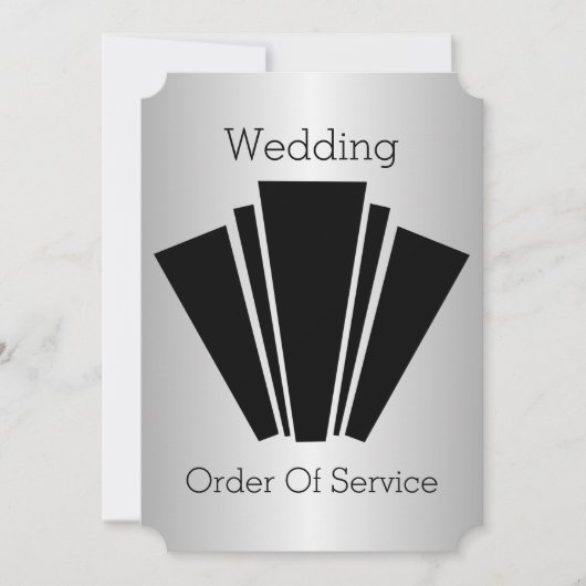 Art Deco Black en White Silver Wedding Programme Kaart (Voorkant)