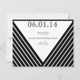 Art Deco Black en White Stripe Save the Date