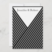 Art Deco Black en White Stripe Wedding Invitation Kaart (Voorkant)