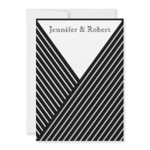 Art Deco Black en White Stripe Wedding Invitation