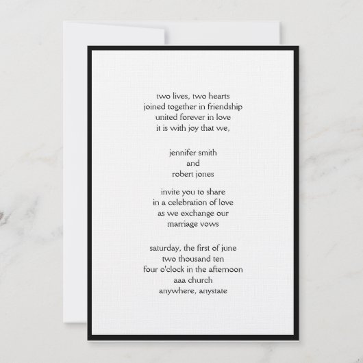Art Deco Black en White Stripe Wedding Invitation Kaart (Achterkant)