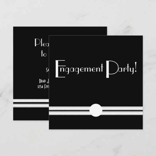 Art Deco Black en White voor feestdagen Kaart (Voorkant / Achterkant)