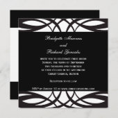 Art Deco Black en White Wedding Invitations Kaart (Voorkant / Achterkant)