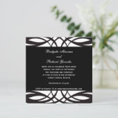 Art Deco Black en White Wedding Invitations Kaart (Staand voorkant)