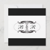 Art Deco Black en White Wedding Invitations Kaart (Achterkant)