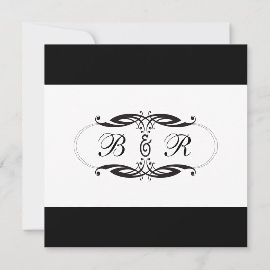 Art Deco Black en White Wedding Invitations Kaart (Achterkant)