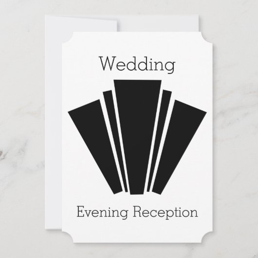 Art Deco Black en White Wedding Reception Kaart (Voorkant)