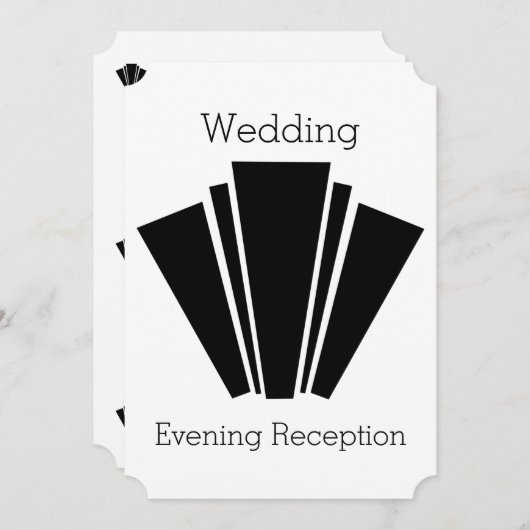 Art Deco Black en White Wedding Reception Kaart (Voorkant / Achterkant)