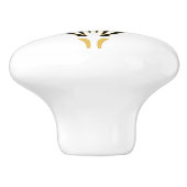  Art Deco Black Fan Palmetto uit de jaren 20 Keramische Knop (Zijkant)