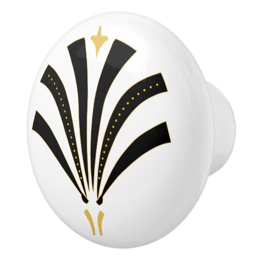 Art Deco Black Fan Palmetto uit de jaren 20 Keramische Knop (Rechts)