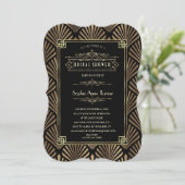 Art Deco Black Gatsby 1920s Bridal Shower Kaart (Staand voorkant)