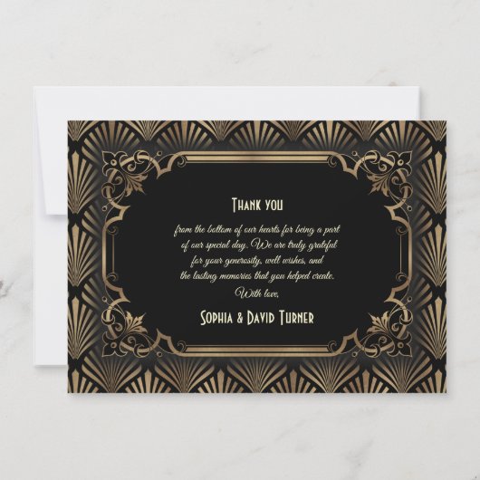 Art Deco Black Gatsby 1920s Hartelijk dank Bedankkaart (Achterkant)