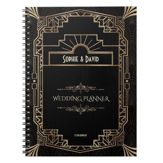 Art Deco Black Gatsby 1920s Stijl Wedding Planner Notitieboek (Voorkant)