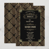 Art Deco Black Gatsby 1920s Style Senior PROM Kaart (Voorkant / Achterkant)