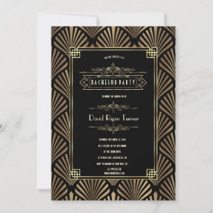Art Deco Black Gatsby Bachelor Party 1920 Kaart