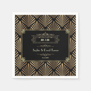 Art Deco Black Gatsby Wedding 1920 Servet