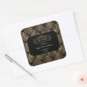 Art Deco Black Gatsby Wedding 1920 Vierkante Sticker (Envelop)