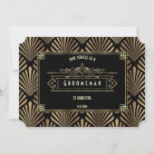 Art Deco Black Gatsby wordt mijn Groomsman Kaart (Voorkant)