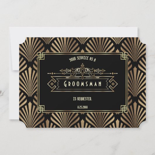 Art Deco Black Gatsby wordt mijn Groomsman Kaart (Voorkant)