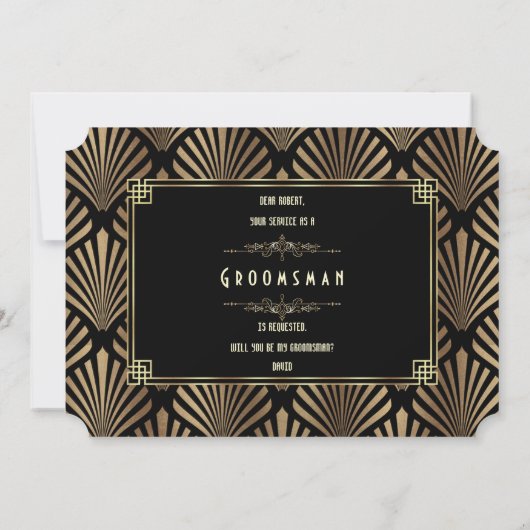 Art Deco Black Gatsby wordt mijn Groomsman Kaart (Achterkant)