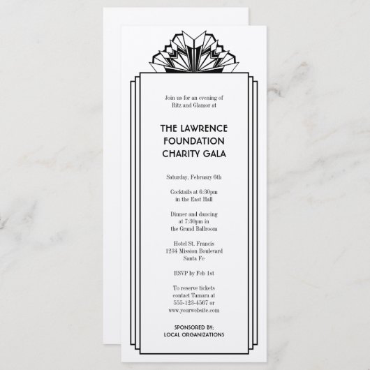 Art Deco black-gestapeld lijst glamour plechtige g Kaart (Voorkant / Achterkant)