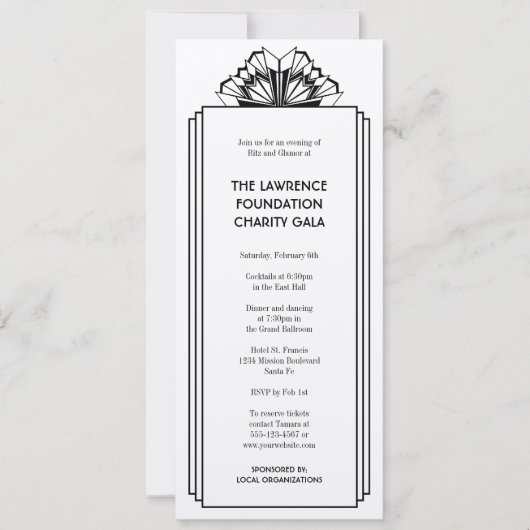 Art Deco black-gestapeld lijst glamour plechtige g Kaart (Voorkant)