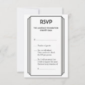 Art Deco Black gestapeld lijst Gold RSVP-respons RSVP Kaartje (Voorkant)